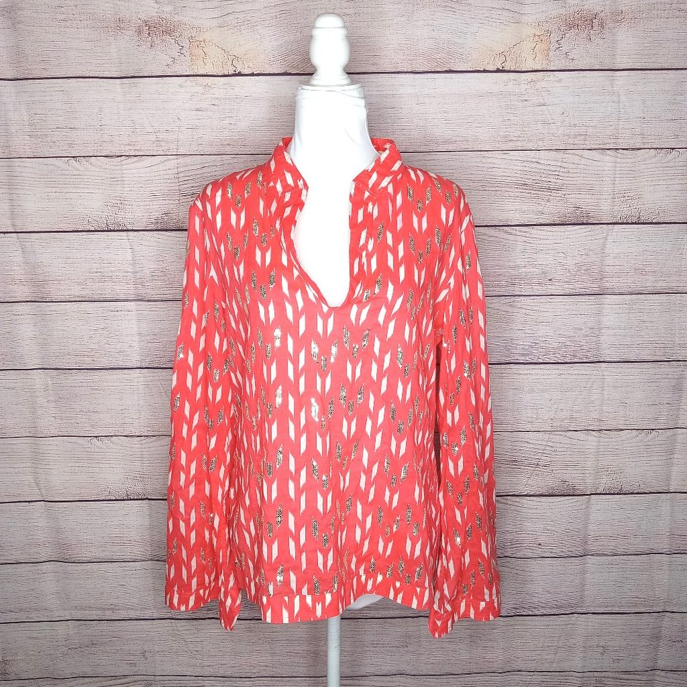 Tory Burch Orange and White Blouse